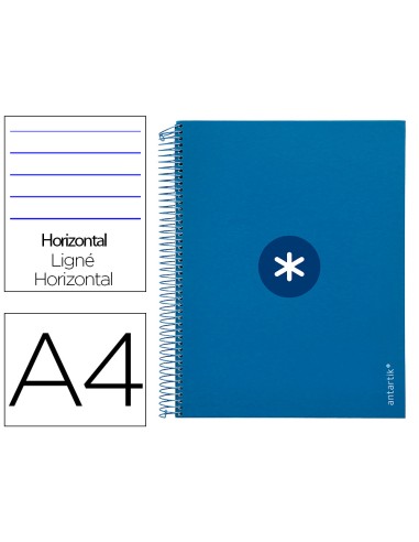 Cuaderno espiral a4 micro antartik tapa forrada120h 100 gr horizontal 5 banda4 taladros color azul oscuro