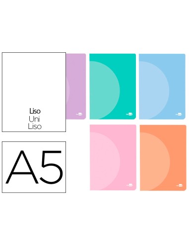 Libreta liderpapel 360 tapa de plastico a5 48 hojas 90g m2 liso sin margen colores pastel surtidos