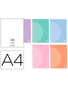 Libreta liderpapel 360 tapa de plastico a4 48 hojas 90g m2 liso sin margen colores pastel surtidos