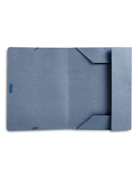 Carpeta liderpapel gomas folio 3 solapas carton pintado azul 410 g m2
