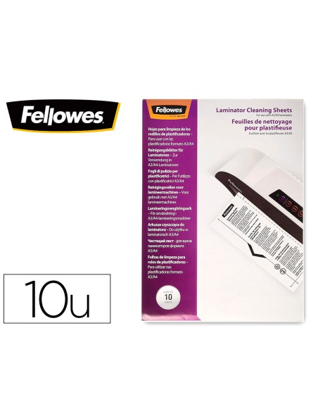 Hoja de limpieza fellowes para plastificadoras pack de 10 unidades