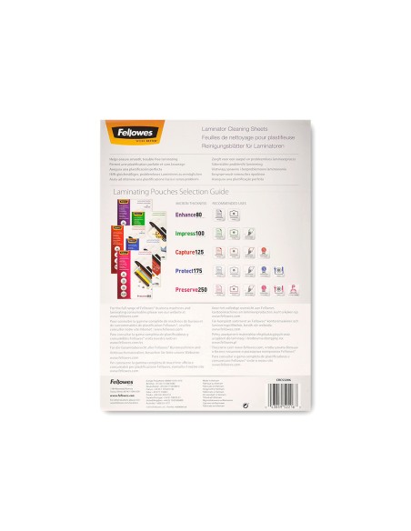 Hoja de limpieza fellowes para plastificadoras pack de 10 unidades
