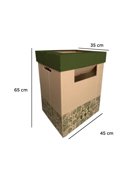 Contenedor papelera reciclaje liderpapel ecouse carton 100 reciclado y reciclable 70 litros 450x350x650 mm