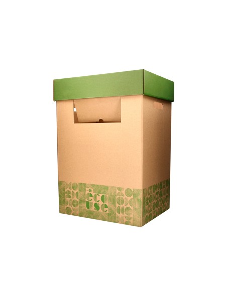 Contenedor papelera reciclaje liderpapel ecouse carton 100 reciclado y reciclable 70 litros 450x350x650 mm
