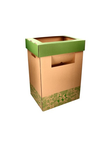 Contenedor papelera reciclaje liderpapel ecouse carton 100 reciclado y reciclable 70 litros 450x350x650 mm