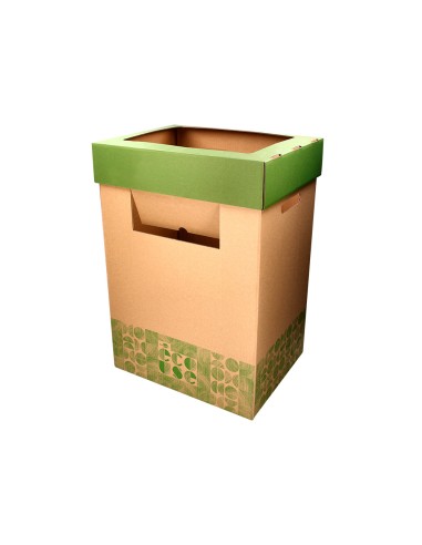 Contenedor papelera reciclaje liderpapel ecouse carton 100 reciclado y reciclable 70 litros 450x350x650 mm