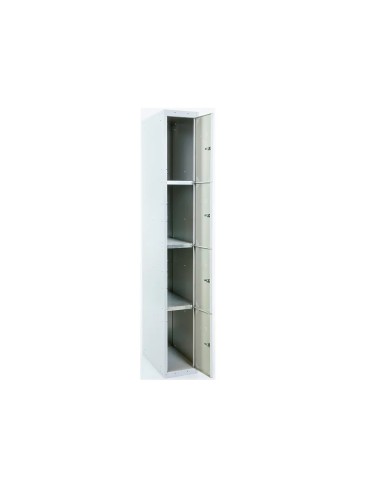 Taquilla metalica simonlocker 4 puertas con cerradura respiradero y etiquetero gris 1800x500x300 mm