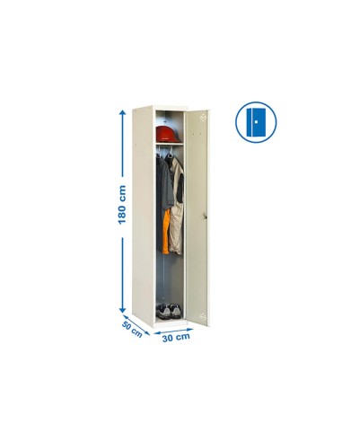 Taquilla metalica simonlocker 1 puerta con cerradura respiradero y etiquetero gris gris 1800x500x300 mm