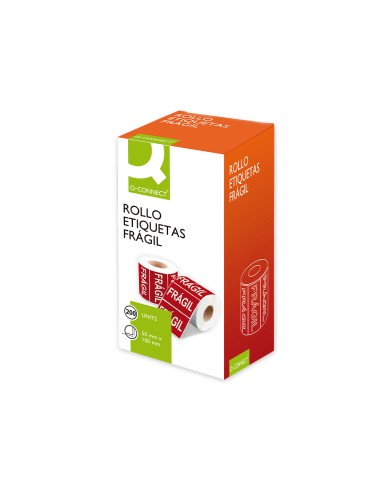 Etiqueta q connect fragil 50x100 mm rollo de 200 unidades