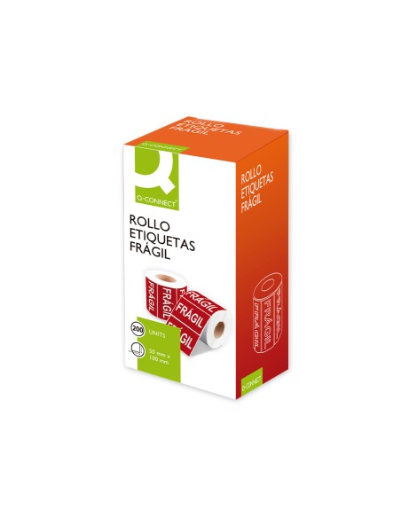 Etiqueta q connect fragil 50x100 mm rollo de 200 unidades