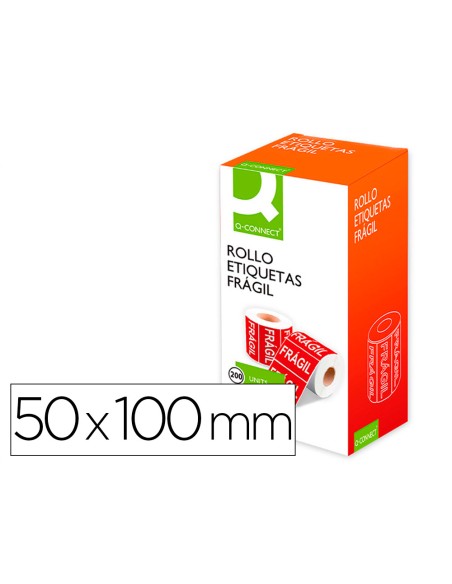 Etiqueta q connect fragil 50x100 mm rollo de 200 unidades