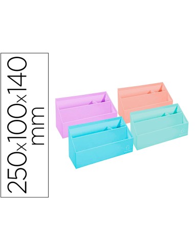 Organizador exacompta aquarel carton forrado 3 compartimentos colores pastel surtidos 250x100x140 mm