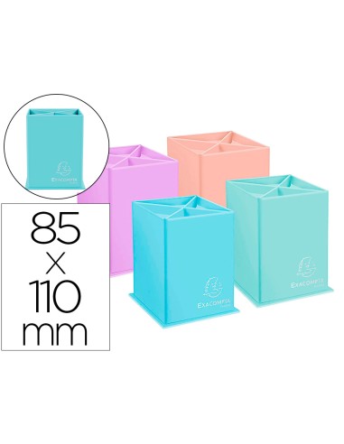 Cubilete portalapices exacompta aquarel colores pastel opacos carton con 4 compartimentos 85x110 mm