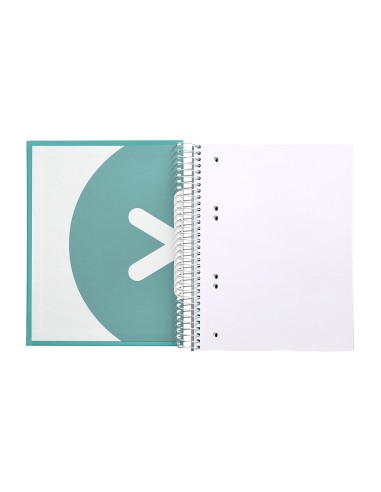 Cuaderno espiral a5 micro antartik tapa forrada120h 90 gr liso 5 bandas 6 taladros color menta