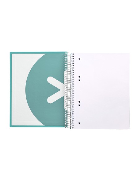 Cuaderno espiral a5 micro antartik tapa forrada120h 90 gr liso 5 bandas 6 taladros color menta