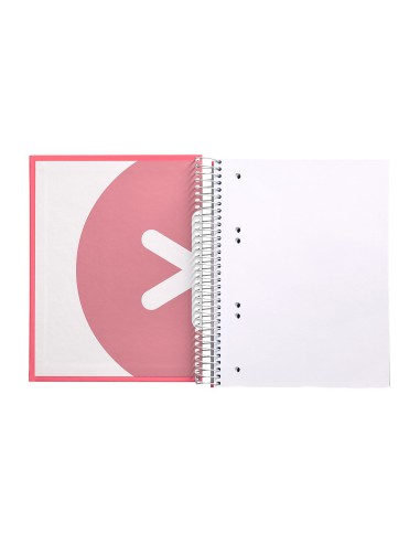 Cuaderno espiral a5 micro antartik tapa forrada120h 90 gr liso 5 bandas 6 taladros color coral