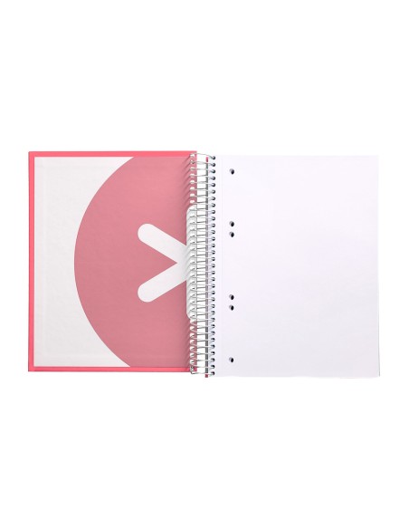 Cuaderno espiral a5 micro antartik tapa forrada120h 90 gr liso 5 bandas 6 taladros color coral