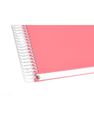Cuaderno espiral a5 micro antartik tapa forrada120h 90 gr liso 5 bandas 6 taladros color coral
