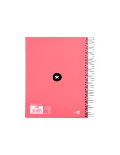 Cuaderno espiral a5 micro antartik tapa forrada120h 90 gr liso 5 bandas 6 taladros color coral