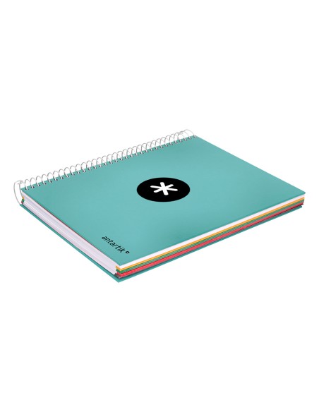 Cuaderno espiral a5 micro antartik tapa forrada120h 100 gr horizontal 5 banda6 taladros color menta