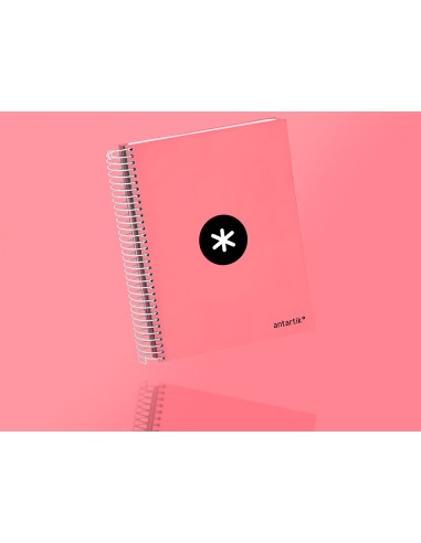 Cuaderno espiral a5 micro antartik tapa forrada120h 100 gr horizontal 5 banda6 taladros color coral