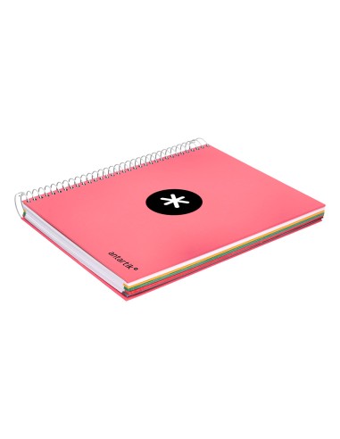 Cuaderno espiral a5 micro antartik tapa forrada120h 100 gr horizontal 5 banda6 taladros color coral