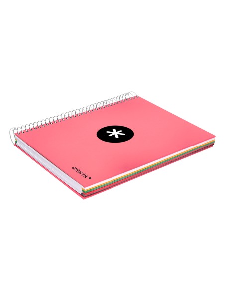 Cuaderno espiral a5 micro antartik tapa forrada120h 100 gr horizontal 5 banda6 taladros color coral
