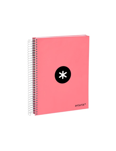 Cuaderno espiral a5 micro antartik tapa forrada120h 100 gr horizontal 5 banda6 taladros color coral