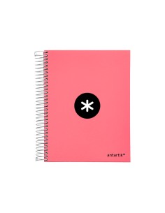 Cuaderno espiral a5 micro antartik tapa forrada120h 100 gr horizontal 5 banda6 taladros color coral
