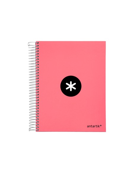 Cuaderno espiral a5 micro antartik tapa forrada120h 100 gr horizontal 5 banda6 taladros color coral