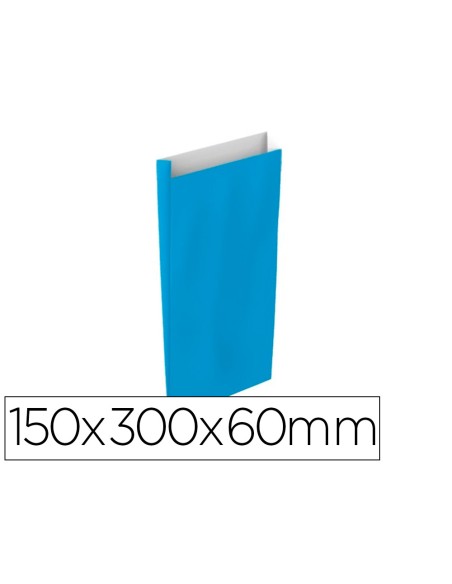 Sobre papel basika celulosa celeste con fuelle s 150x300x60 mm paquete de 25 unidades