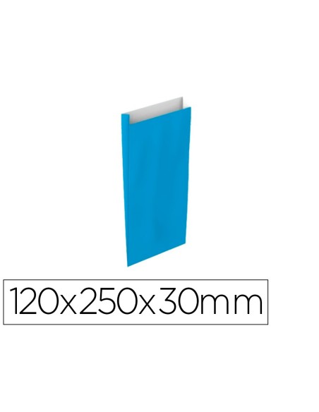 Sobre papel basika celulosa celeste con fuelle xs 120x250x30 mm paquete de 25 unidades
