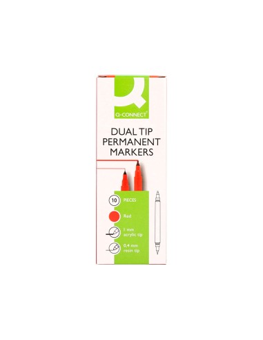 Rotulador q connect marcador permanente doble punta color rojo 04 mm y 1 mm