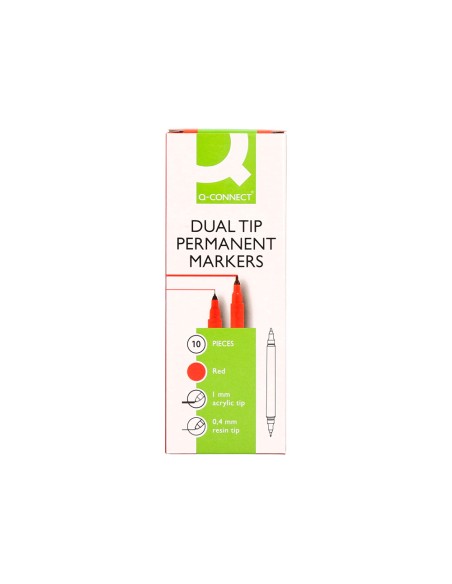 Rotulador q connect marcador permanente doble punta color rojo 04 mm y 1 mm