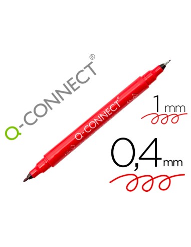 Rotulador q connect marcador permanente doble punta color rojo 04 mm y 1 mm