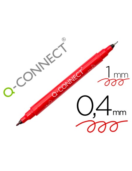 Rotulador q connect marcador permanente doble punta color rojo 04 mm y 1 mm
