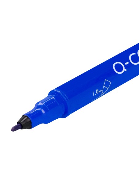 Rotulador q connect marcador permanente doble punta color azul 04 mm y 1 mm