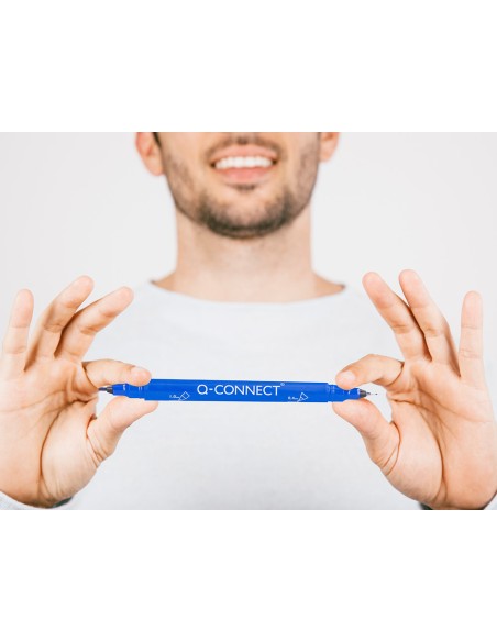 Rotulador q connect marcador permanente doble punta color azul 04 mm y 1 mm