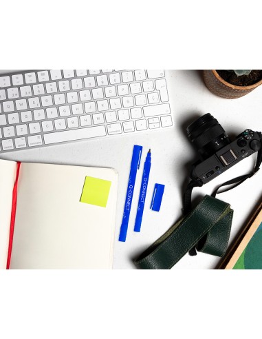 Rotulador q connect marcador permanente doble punta color azul 04 mm y 1 mm