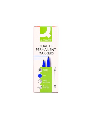 Rotulador q connect marcador permanente doble punta color azul 04 mm y 1 mm