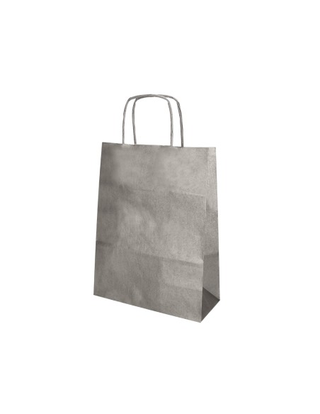 Bolsa papel q connect kraft plata l con asa retorcida 320x400x14 mm