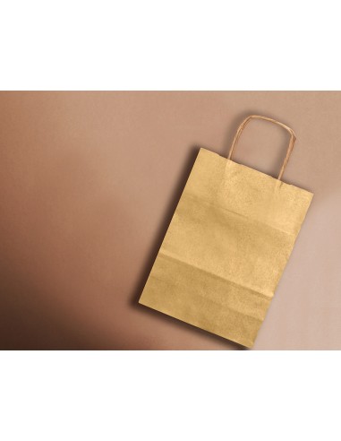 Bolsa papel q connect kraft oro l con asa retorcida 320x400x14 mm