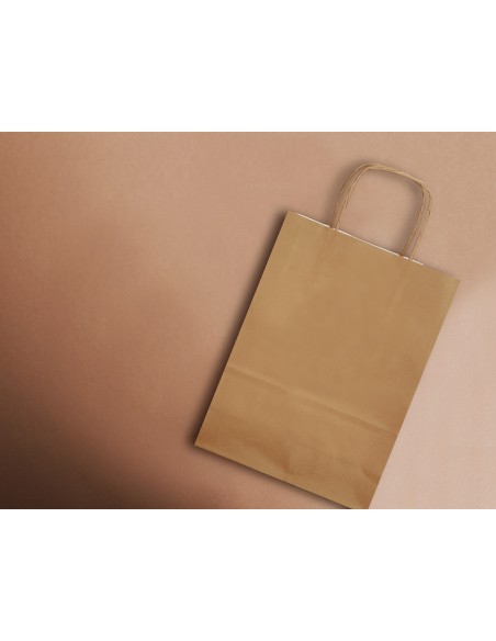 Bolsa papel q connect celulosa natural liso l con asa retorcida 320x400x14 mm