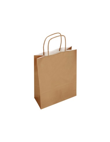 Bolsa papel q connect celulosa natural liso l con asa retorcida 320x400x14 mm