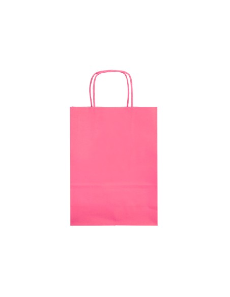 Bolsa papel q connect celulosa rosa m con asa retorcida 270x370x12 mm