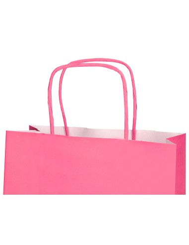 Bolsa papel q connect celulosa rosa m con asa retorcida 270x370x12 mm