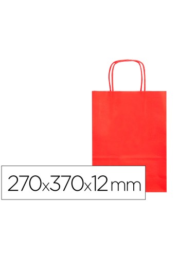 Bolsa papel q connect celulosa rojo m con asa retorcida 270x370x12 mm
