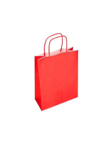 Bolsa papel q connect celulosa rojo m con asa retorcida 270x370x12 mm