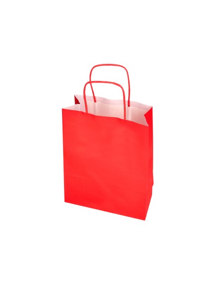 Bolsa papel q connect celulosa rojo m con asa retorcida 270x370x12 mm