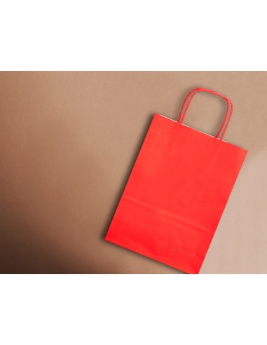 Bolsa papel q connect celulosa rojo m con asa retorcida 270x370x12 mm